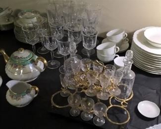 Limoges and Haviland china + glassware