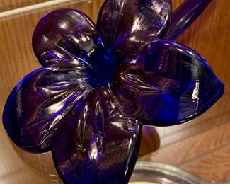 This is a cobalt art glass flower - pretty