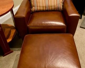Oh you've found your next favorite piece of furniture - Stickley leather club chair & ottoman