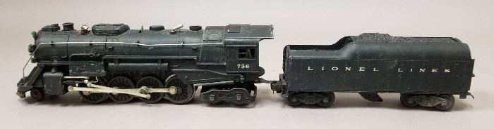 1950s (Postwar) Lionel 736 Berkshire locomotive with 2046 W tender