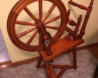 Vintage maple spinning wheel