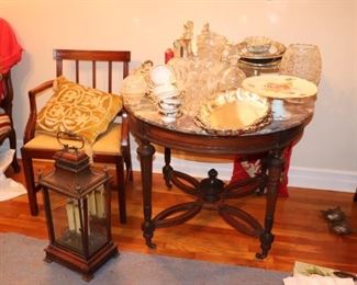 Occasional Tables and Chairs with Loads of Decorative Serving Pieces