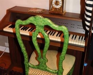 Console Organ and Green Chair