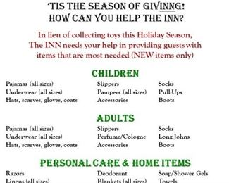 Suggested Donations to The Inn Charity Organization
