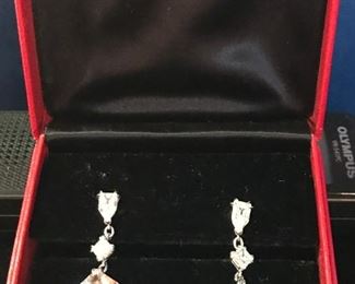 Kunzite and aqua earrings by Julius Cohen