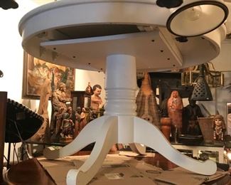 Pottery barn white round table.