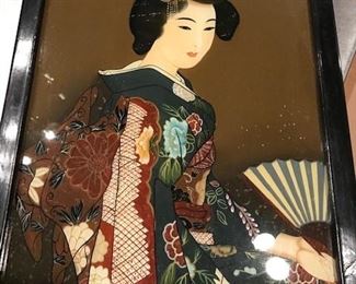 Reverse painted on glass 