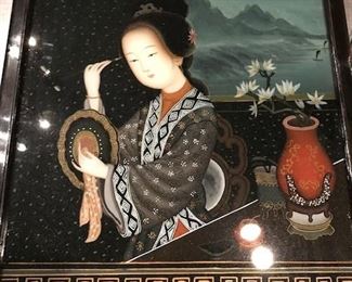 Reverse painted on glass