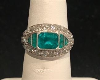 Emerald and diamond ring