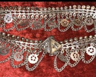 Old Pure Silver Belly Dancing Belt & Bracelet