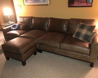 Wonderful Walter E. Smithe intentionally distressed leather sofa -