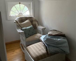 Wicker chair and ottoman