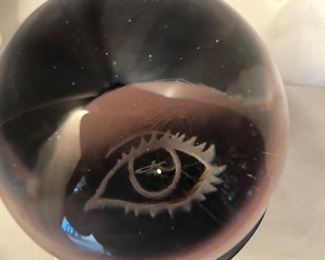 Unique signature on this glass paperweight