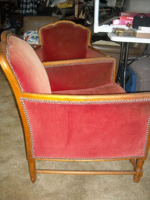 Fabulous pair of oversize parlor chairs.  Design is timeless.