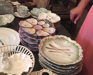Absolutely beautiful oyster plates, china, serving dishes, Limoges, etc. 
