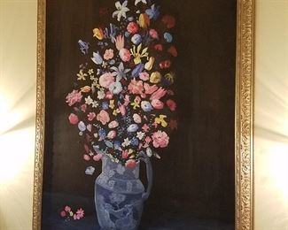 Floral still life painting signed Lisa Helmers