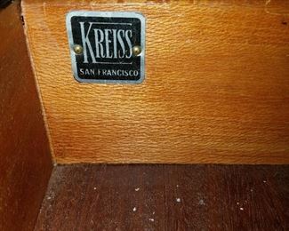 Label inside drawer of the cabinet.