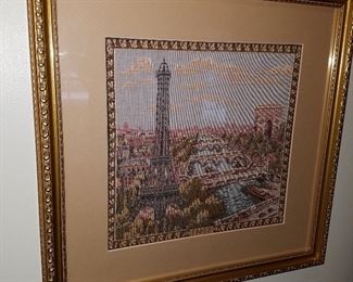 Framed weaving of Parisian scene