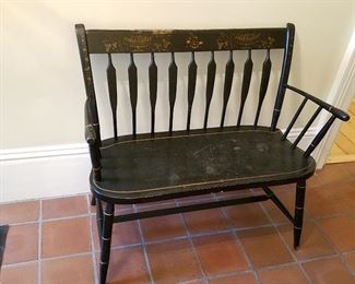 Vintage/Antique stenciled Arrow-back bench