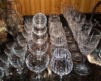 Cut crystal. Goblets to the right are Waterford.