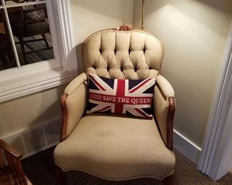 Chair with pillow.