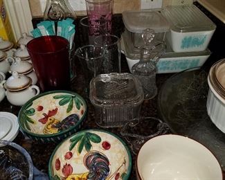 For entertaining, and food storage...some vintage goodies in this picture!