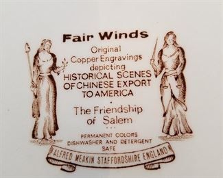 Mark on back of the Fair Winds pattern Staffordshire dishes