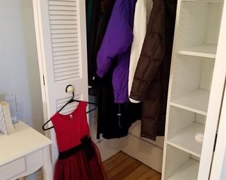 Coats, and a cute dress for a little girl at Christmas