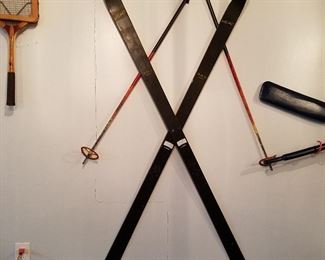 Vintage skis and poles