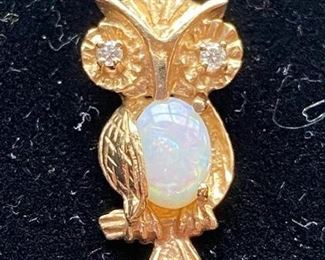 14k gold with opal and diamonds