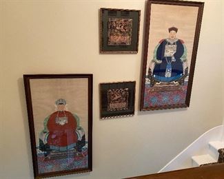 Asian Ancestor paintings.  A very nicely painted pair