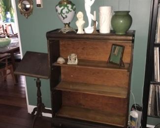 Gone with the wind lamp, bookcase, tobacco jar, mermaid vase, Gerald Crimmins sculpture, music stand