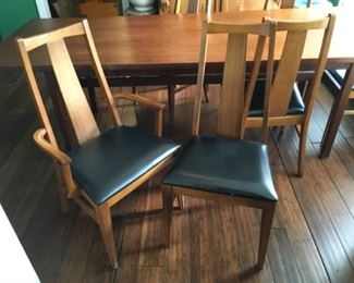 6 Hooker Furniture Mid Century dining chairs, 2 are armchairs