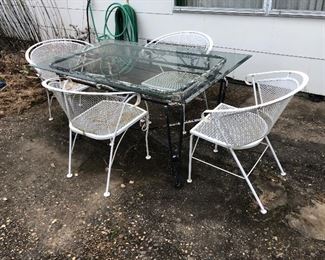 Patio table glass beveled top and chairs