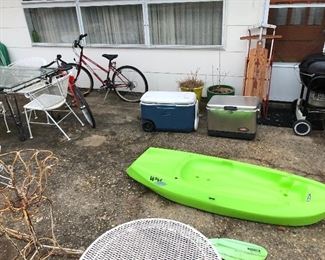 Lifetime Kayak, Flexible Flyer Sled, Coleman Stainless Steel cooler