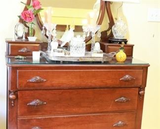 20d x 36h (to dresser, not to mirror) x 41w with glass top