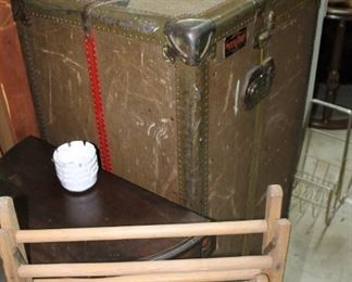 Vintage trunk and vintage beach chair