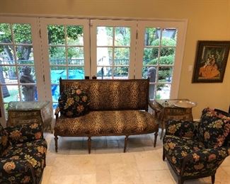 Faux Leopard Settee and Armchairs