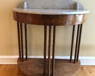 Antique Crescent Table with Marble Top