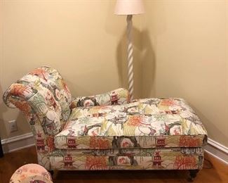 Upholstered Chaise on Casters