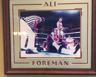 Ali/foreman boxing photo signed by both