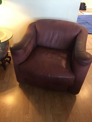 Very Soft Leather Chairs & 1-Footstool