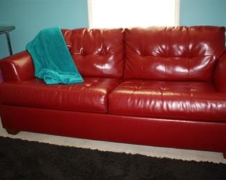 Darling red leather sofa