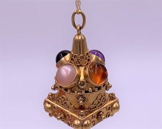Exotic 18K jeweled pendant - one of three