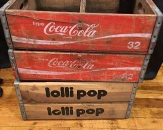 Antique Coca-Cola & Lolli Pop Wooden Trays https://ctbids.com/#!/description/share/292056
