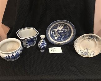 Churchill Blue Willow Bowl & Other Blue Floral Items https://ctbids.com/#!/description/share/292063