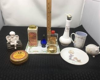 Precious Moments & Antique Perfume Tray w/ Collectible Tins https://ctbids.com/#!/description/share/292094