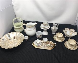 Signed Fenton Ruffled Basket, Bone China Tea Cup Sets, Silver Set & Other https://ctbids.com/#!/description/share/292106
