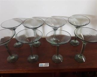 Set of 8 blown martini glasses