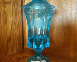 Blue coin glass vase